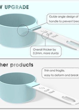 TILUCK Measuring Cups & Spoons Set, Stackable Cups and Spoons, Nesting Measure Cups with Stainless Steel Handle, Kitchen Gadgets for Cooking & Baking (Gray)