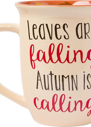 Silver Buffalo Peanuts Snoopy Leaves are Falling, Autumn is Calling Wide Rim Ceramic Mug, 16 Ounces