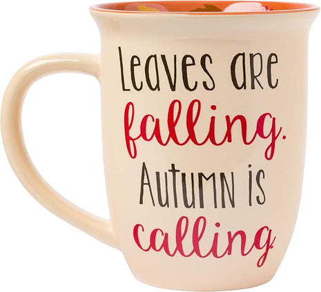 Silver Buffalo Peanuts Snoopy Leaves are Falling, Autumn is Calling Wide Rim Ceramic Mug, 16 Ounces