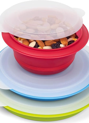 Progressive International CB-20 Storage Bowls with Lids, Set of 3, teal, green and red