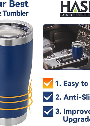 HASLE OUTFITTERS 20 oz Tumbler Bulk, Stainless Steel Tumblers with Lid, Vacuum Insulated Tumbler, Double Wall Powder Coated Cup, coffee mugs, Navy Blue, 12 Pack