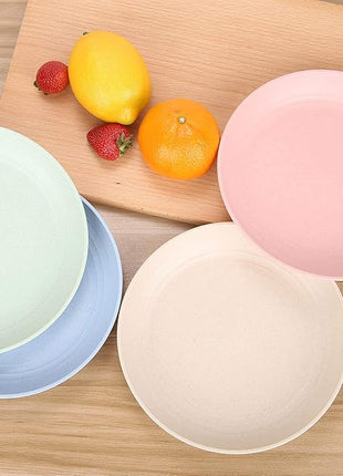 LuckyZone 8.8 Inches Unbreakable Wheat Straw Plates - Reusable Plate Set - Dishwasher & Microwave Safe - Perfect for Dinner Dishes - Healthy, BPA Free & Eco-Friendly (8.8 Inches)