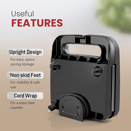 Elite Gourmet ESM2207XSS Sandwich Panini Maker Grilled Cheese, Machine Tuna Melt Omelets Non-stick Cooking Surface, 2 Slice, 750 Watts, Stainless Steel