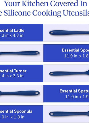GIR: Get It Right - 5 Piece Essentials All Purpose Set - Ladle, Spatula, Flip, Spoon & Spoonula, Non-stick, Heat Resistant, Dishwasher Safe, Kitchen Utensils, Baking Supplies - Royal Blue