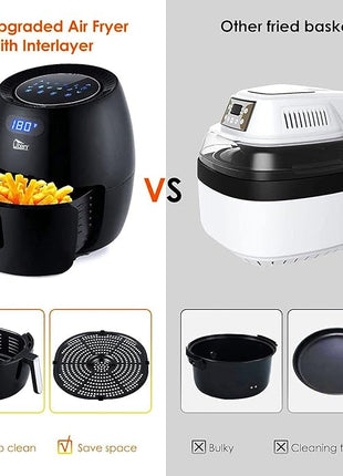 Air Fryer 6.9QT/6.5L, Uten 1700W High-power 8 in 1 Deep Frying Mode, Rapid Heating up, Non-Stick Oven, Oilless Cooking, Fast Heat up/Time Control, LED Digital Touchscreen, Black