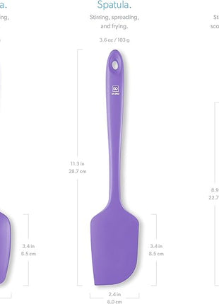 DI ORO Silicone Spatula Set - Rubber Kitchen Spatulas for Baking, Cooking, & Mixing - 600°F Heat-Resistant & BPA Free Silicone Scraper Spatulas for Nonstick Cookware - Dishwasher Safe (3pc, Lavender)