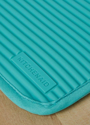 KitchenAid Ribbed Soft Silicone Pot Holder 2-Pack Set, Aqua Sky, 7"x9"