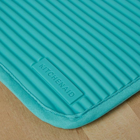 KitchenAid Ribbed Soft Silicone Pot Holder 2-Pack Set, Aqua Sky, 7"x9"