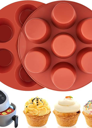 2 Pack Egg Bites Silicone Mold for Air Fryer, 7 Cups Muffin Pan Non-Stick Cupcake Baking Molds for Oven, Air Fryer, Pot