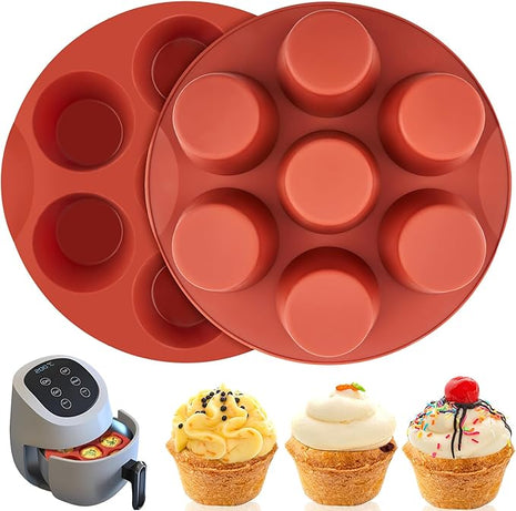2 Pack Egg Bites Silicone Mold for Air Fryer, 7 Cups Muffin Pan Non-Stick Cupcake Baking Molds for Oven, Air Fryer, Pot