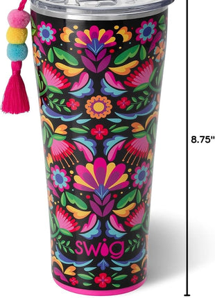 Swig Life 32oz Insulated Tumbler, Travel Coffee Tumbler with Lid, Cup Holder Friendly Travel Coffee Mug, Stainless Steel with Lid (Caliente)