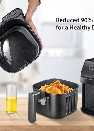 COMFEE' 5.8Qt Digital Air Fryer, Toaster Oven & Oilless Cooker, 1700W with 8 Preset Functions, LED Touchscreen, Shake Reminder, Non-stick Detachable Basket, BPA & PFOA Free (110 electronic Recipes)
