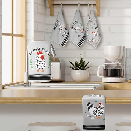 Boyiee Set of 6 Farm Chickens Kitchen Towels Farmhouse Absorbent Dish Tea Towels Rustic Country Rooster 24 x 16 Inches Gifts Chickens Hand Washcloth Gifts for Kitchen Bathroom Decorations