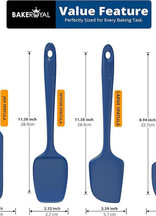 Silicone Spatula Set - 4-Piece Rubber Spatulas Silicone Heat Resistant 600°F for Everyday Task - Seamless Design Kitchen Spatulas for Nonstick Cookware - Royal Blue