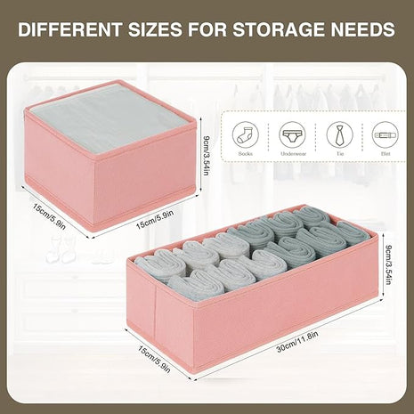 DIMJ Drawer Organizers for Clothing, Set of 8 Dresser Drawer Organizers, Fabric Closet Organizers and Storage, Drawer Dividers for Baby Clothes, Socks, Belt, Tie (Pink)