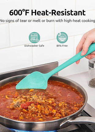 U-Taste Silicone Baking Spatula Set: 600ºF High Heat Resistant, Food Grade Flexible Rubber Kitchen Cooking Mixing Scraper, Food Grade Seamless Utensil for Nonstick Cookware Set of 3 (Multicolors)