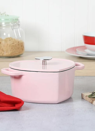 Martha Stewart Heart Shaped 2-Quart Enamel Cast Iron Dutch Oven - Pink