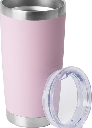 HASLE OUTFITTERS 20oz Stainless Steel Tumblers Bulk, Insulated Travel Cup with Lid, Double Wall Vacuum Coffee Mug for Cold & Hot Drinks 1 Pack, Light Pink