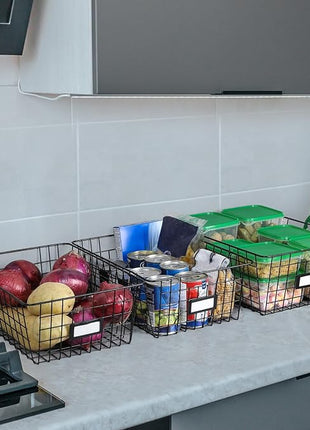 6 Pack Wire Baskets for Pantry Organization and Storage, Kitchen Organizer, 2 XXLarge & 2 XLarge & 2 Large
