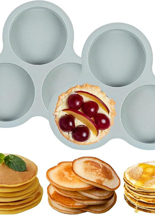 Silicone Egg Molds for Oven 2 Pcs, 4 Inch Silicone Muffin Top Pan Jumbo for Air Fryer, Nonstick Hamburger Bun Pans for Baking, Round Egg Mold for Breakfast Sandwiches Pie Tart Cake, Grey