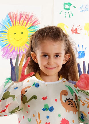 CUBACO Kids Painting Apron, 2pcs Waterproof Art Smocks For Child 3-8 Years, Kids Smocks for Painting Aprons with Long Sleeve