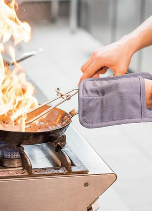 Pot Holders Yarn-Dyed Set of 3 Non Slip Silicone Kitchen Lines Heat Resistant 500℉ Kitchen Gloves BBQ Cooking Baking Cooking Barbecue Microwave Machine Washable (Purple Pot Holders)