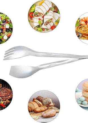 MSY BIGSUNNY 9 Inch Serving Tongs, Stainless Steel Metal Tongs for Cooking, Barbecue, Grilling, Buffet - Set of 2, Silver