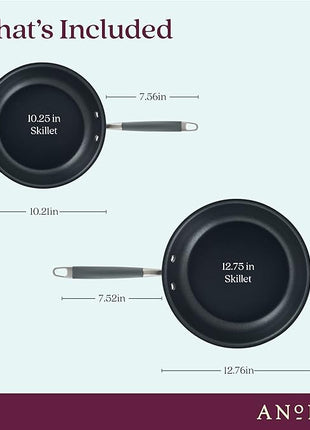 Anolon Advanced Home Hard-Anodized Nonstick Skillets (2 Piece Set- 10.25-Inch & 12.75-Inch, Moonstone)