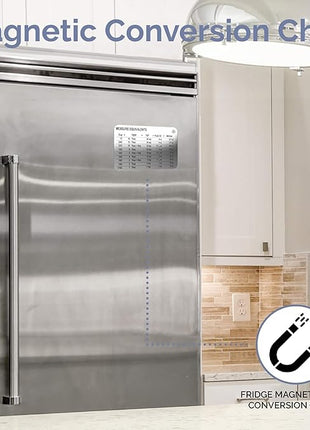 22-Piece Stainless Steel Measuring Cups and Spoons Set, Tad Dash Pinch Smidgen Drop Mini Measuring Spoons, Measuring Stick Leveler, Measurement Conversion Chart Fridge Magnet, (Farmhouse)