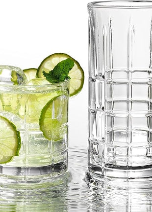 Anchor Hocking Manchester Drinking Glasses Set 16 Piece Set (8 Rocks Glasses & 8 Tumbler Glasses)