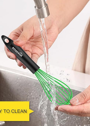 NileHome Silicone Whisk Set, 3 Pack Kitchen Whisk 10" Kitchen Wisk Wire Whisks for Cooking, Whisking, Blending, Beating, Stirring-Multicolor