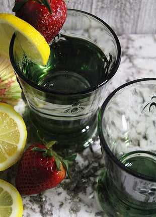 La Rochere Napoleon Bee Green Tumbler Set of 6 – La Rochere Bee Glassware Sets – Fancy Glassware Drinking Glasses (9 oz)