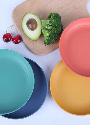LuckyZone 7.8 Inches Unbreakable Wheat Straw Plates - Reusable Plate Dinner Set - Dishwasher & Microwave Safe - Healthy, BPA Free & Eco-Friendly (7.8 Inches/4 Color_H)