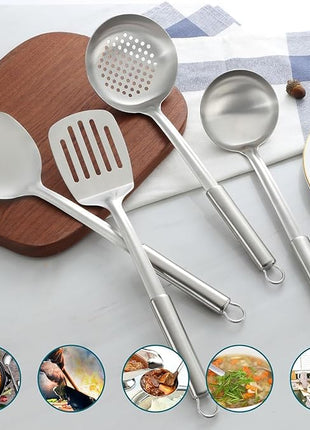 Pleafind 2-Pcs Solid & Slotted Spatula Set, 304 Stainless Steel Spatula, Metal Spatulas, Wok Utensils, Cooking Utensils, Wok Spatulas for Home, Kitchen and Restaurant, Dishwasher Safe