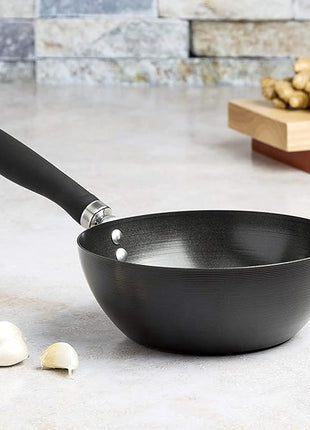Ecolution Non-Stick Carbon Steel Wok with Soft Touch Riveted Handle, 8",Black