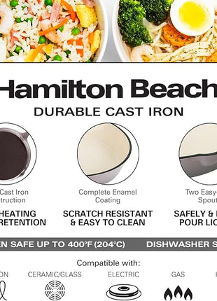 Hamilton Beach Enameled Cast Iron Fry Pan 8-Inch Navy (Gray, Fry 8-Inch)