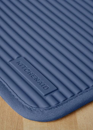 KitchenAid Ribbed Soft Silicone Pot Holder 2-Pack Set, Blue Willow, 7"x9"