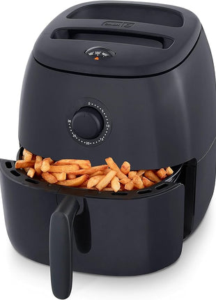 DASH Tasti-Crisp™ Electric Air Fryer Oven, 6 Qt. Family Size, Black – Compact Air Fryer with Large Basket for Healthier Food in Minutes, Ideal for Small Spaces - Auto Shut Off, Analog, 1700-Watt