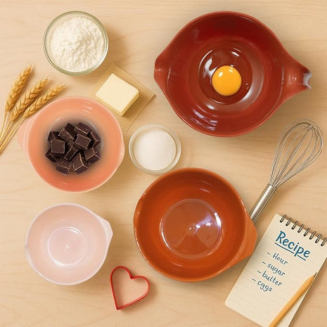 Glad Mixing Bowls with Pour Spout, Set of 4 - Nesting Plastic Bowls (1.2qt, 1.9qt, 2.8qt, and 3qt with Handle) - Non Slip Base, Dishwasher Safe Kitchen Cooking and Baking Supplies, Rust