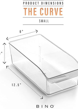 BINO | Plastic Storage Bins, Small | THE CURVE COLLECTION | Multi-Use Organizer Bins | Storage Containers Kitchen, Pantry and Home Organization | Fridge Organizers | Pantry Organization and Storage