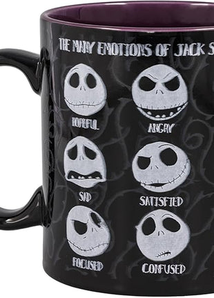 Silver Buffalo Disney Tim Burton's Nightmare Before Christmas Jack Skellington Emotions Ceramic Mug, 20 Ounces
