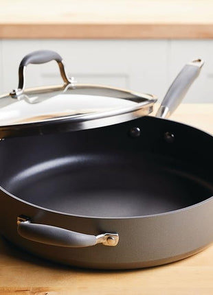 Anolon Advanced Home Hard Anodized Nonstick Sauté Pan with Helper Handle and Lid, 5 Quart - Moonstone