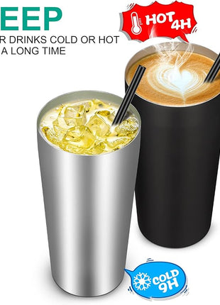VEGOND 20oz Tumbler Bulk with Lid and Straw 1 Pack, Stainless Steel Vacuum Insulated Tumbler, Double Wall Coffee Cup Travel Mug, Stainless Steel