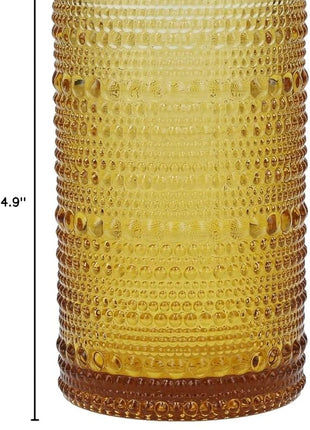 Fortessa Jupiter Beaded Hobnail Glass, 13 Ounce Iced Beverage (Set of 6), Amber