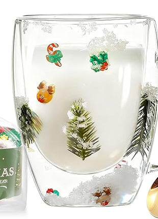 Christmas Gifts For Women Mom Friends Kids Grandma Men Cute Coffee Mugs with Christmas Socks Glass Espresso Tea Cups Kawaii Christmas Stocking Stuffers Decorations Presents Funny White Elephant Gifts