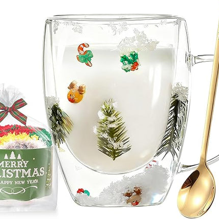 Christmas Gifts For Women Mom Friends Kids Grandma Men Cute Coffee Mugs with Christmas Socks Glass Espresso Tea Cups Kawaii Christmas Stocking Stuffers Decorations Presents Funny White Elephant Gifts