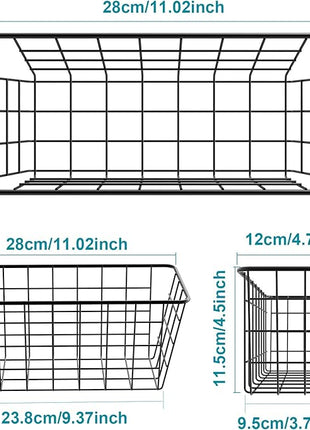 MaraFansie Over the Cabinet Door Organizer Wall Wire Baskets Hanging Kitchen Basket Shelf for Cabinet & Pantry Organization and Kitchen, Bathroom, Bedroom Storage, with Adhesive, 4 Pack