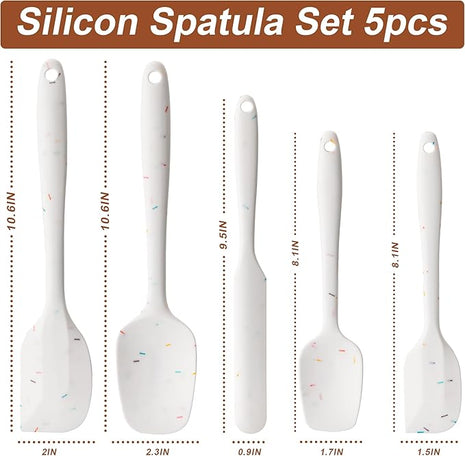 Silicone Spatula Set, 5 Piece Food Grade Rubber Spatulas for Baking, Cooking, and Mixing High Heat Resistant Non Stick Dishwasher Safe BPA-Free (Candy Color)
