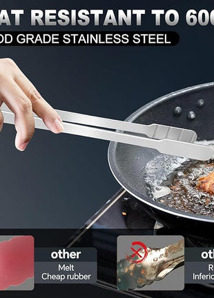 16 Inch long Kitchen Tweezers - 2 Pack large Tweezer Tongs for Cooking, Heavy Duty Stainless Steel Heat Resistant 600°F Food tweezers, Dishwasher safe