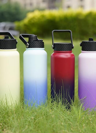 BJPKPK Insulated Water Bottles with Straw Lid, 40oz Cold & Hot Thermo, Stainless Steel Metal Water Bottle with 3 Lids, Reusable Thermo, Cups, Mugs, Tumblers -Avocado